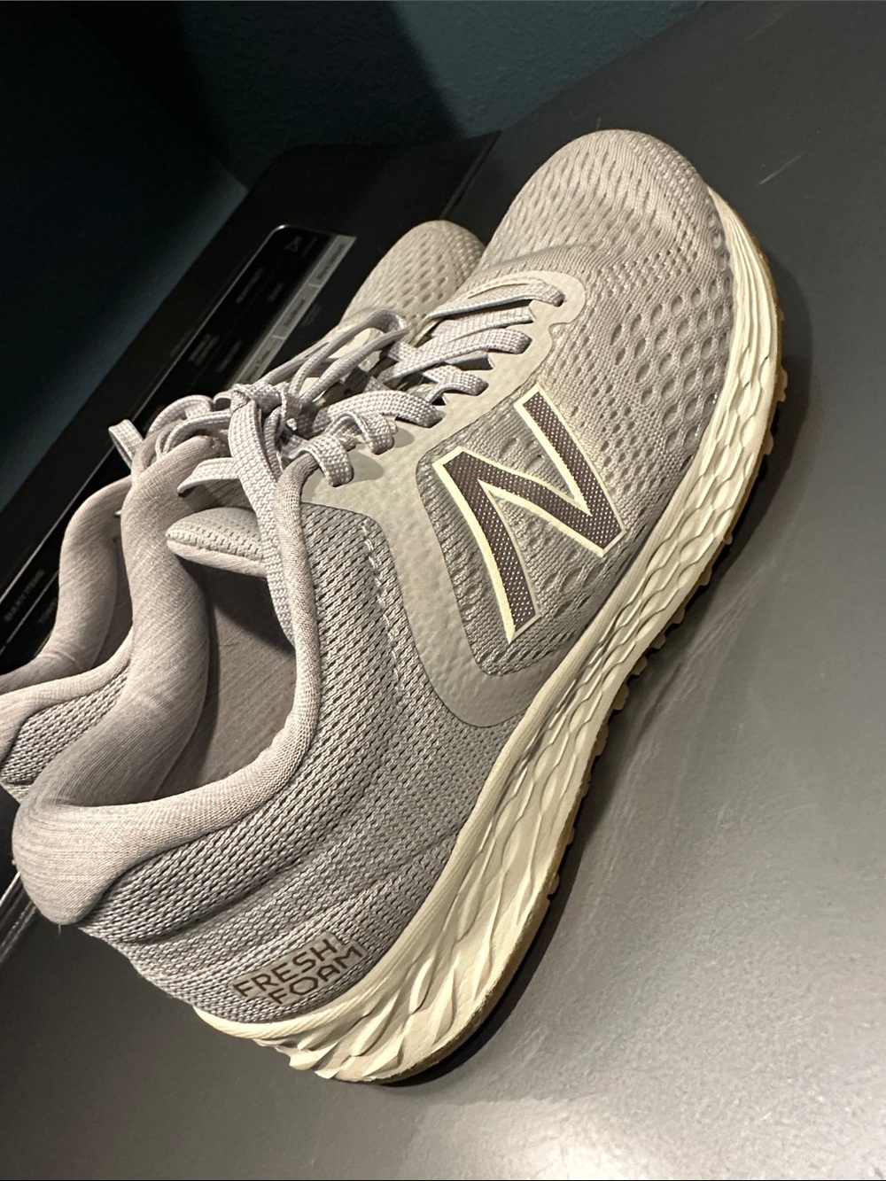 New Balance Women's Light Gray and Cream Fresh Foam Sneakers